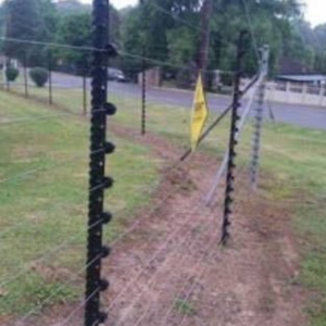 Free Standing Electric Fence with metallic posts, includes energizer, alarm kit, HT wire, full perimeter setup, 12-month warranty. Price varies with plot