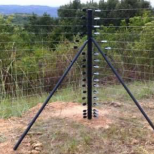 Free Standing Electric Fence with metallic posts, includes energizer, alarm kit, HT wire, full perimeter setup, 12-month warranty. Price varies with plot